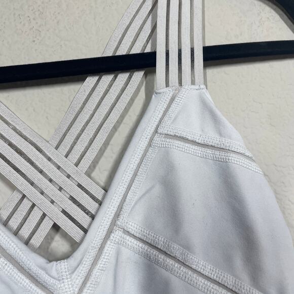 Alo Size Small Crossback Sports Bra White Stripe Straps Nylon Blend Sportswear - Picture 3 of 9